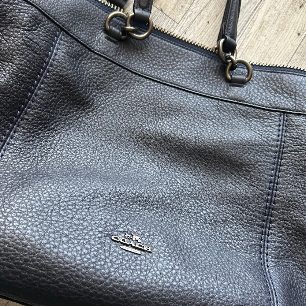 Coach Factory Lenox satchel pebbled leather Navy 2017